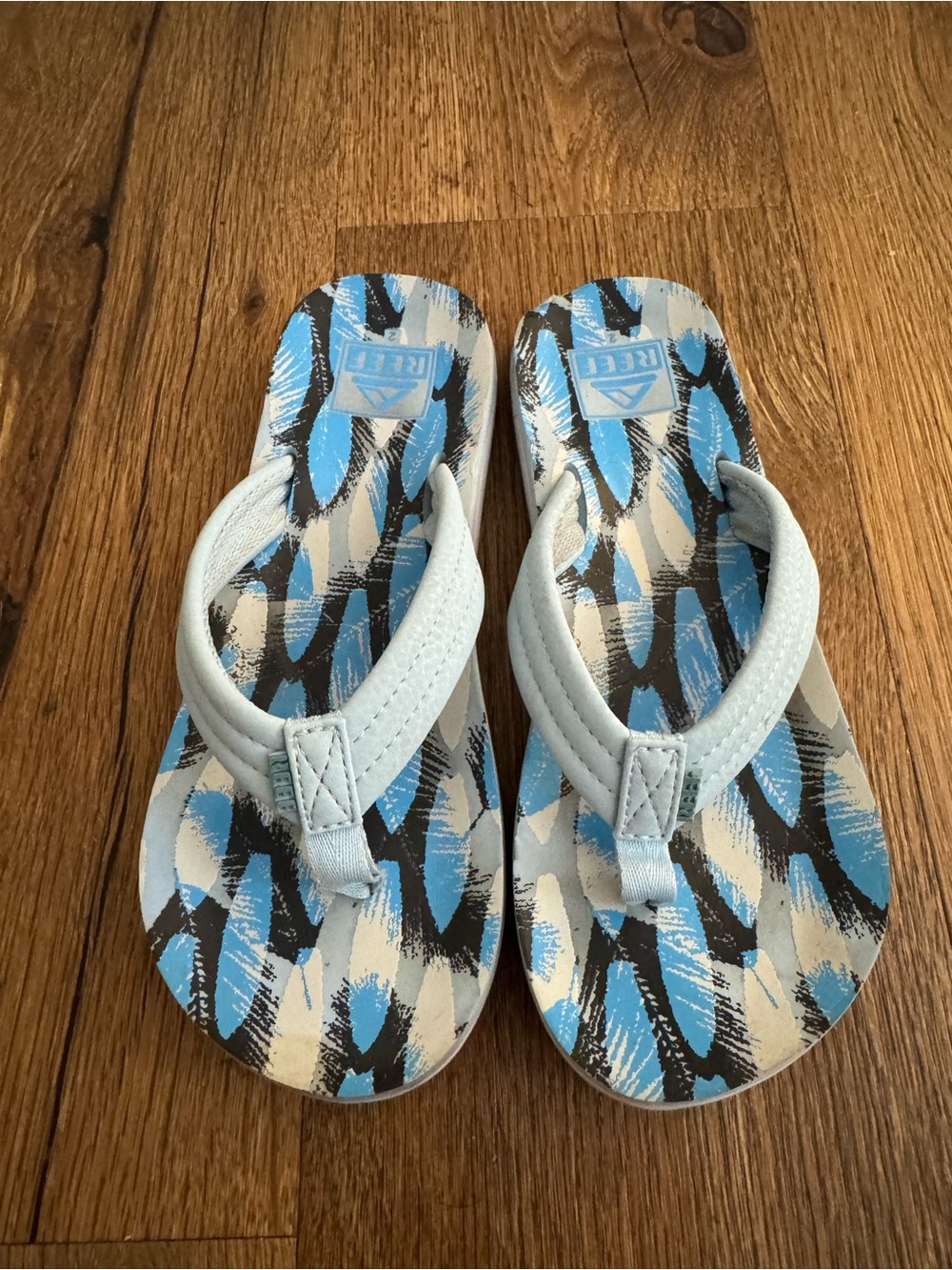 Reef Kids Blue Patterned Flip Flop Sandals